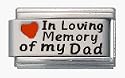 Clearly Charming In Loving Memory of My Dad Enamel Red Heart Laser Italian Charm
