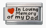Clearly Charming In Loving Memory of My Dad Enamel Red Heart Laser Italian Charm