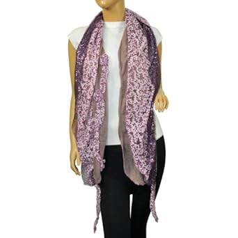 Fancy Sequins Wild Flower Double Layers Knitted Long Scarf - Various Colors