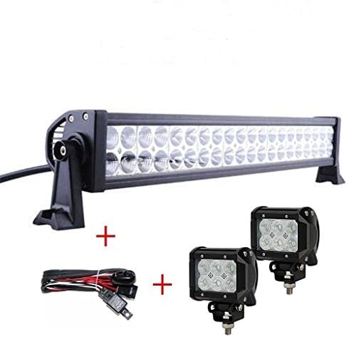 YIYU SUJIAO 22" 120w LED Light Bar Combo Off Road with 2 Pcs 18w Spot Lights and Free Wiring Harness