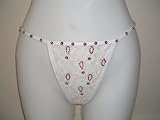 Sequinned G-String Thong White/Red Teardrop Sequins-MED