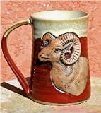 Big Horn Sheep Wildlife Mug 19 oz. Cream Red