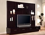 Cappuccino Finish Contemporary Style TV Console with Glass Shelving and Four Deep Bottom Drawers by Coaster Furniture
