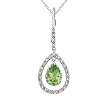 14K White Gold 0.08 ct. Diamond and 3/4 ct. Peridot Necklace - 16"