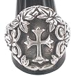 Maltese Cross Engraving Leafs Nature Pewter Ring