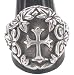 Maltese Cross Engraving Leafs Nature Pewter Ring