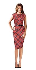 Plaid Print Sleeveless Ruched Asymmetric Peplum Polyester Round Neck Bodycon Dress 