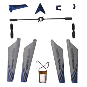 Full Replacement Parts Set for Syma S107 Rc Helicopter, Main Blades, Tail Decorations, Tail Props, Balance Bar,main Shaft, Battery -Blue Set-: Toys &amp; Games