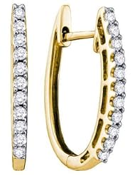 0.26CTW ROUND DIAMOND LADIES FASHION HOOPS EARRINGS