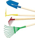 Sturdy Wood Long-Handled Tool Set, 4-Piece