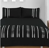 Ribbons Black Soft Touch Complete Duvet Cover Set Double Bed