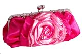 Satin Rose Womens Prom Wedding Bridal Party Evening Clutch Bag