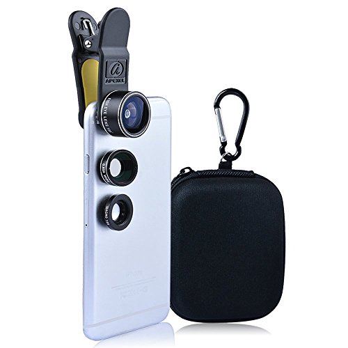 Apexel 3 in 1 Camera Lens Kit 198Â°Fisheye Lens + 0.63x Wide Angle Lens + 15X Macro Lens for iPhone Samsung Galaxy S7/S7 Edge,S6/S6 Edge,S5 S4 Note 5/4/3 HTC LG Phones