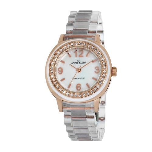 AK Anne Klein Women's 109642RGCL Swarovski Crystal Rosegold-Tone and Clear Plastic Bracelet Watch,AK Anne Klein,109642RGCL,AN18294