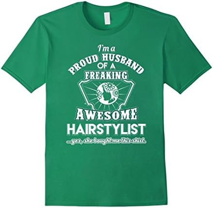 Men's I'm Proud Husband Of A Freaking Awesome T Shirt Hairstylist Small Kelly Green