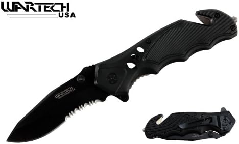 Wartech Tactical Spring Assisted Survival Knife, Black