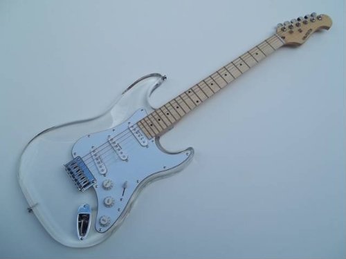 Clear acrylic electric strat guitar