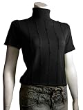 Versace Jeans Couture Women's Black Short Sleeve Turtleneck Sweater