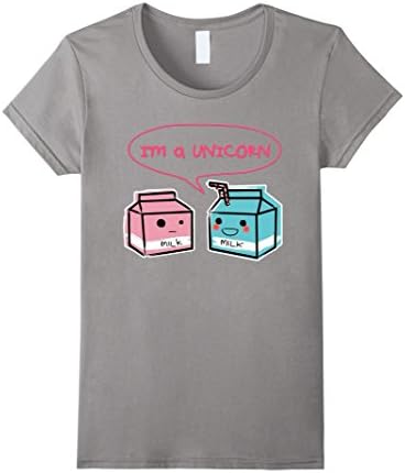 Women's Funny Unicorn Shirt, Cute Milk Carton, Kawaii New T-Shirt Small Slate