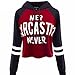 GBSELL Women Girl Long Sleeve Letters Printed Hoodie Crop Top Blous (M)
