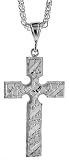 Sterling Silver 1 15/16 (49 mm) Diamond Cut Cross Pendant
