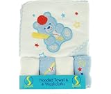Spasilk Baseball Bear Hooded Washcloths (Blue)