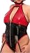 Plus Size Patent Leather PVC Teddy with Snap Neck Closure in Red/Black 1x 2x 3x