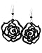 Olive N Figs Sterling Silver Blooming Rose Wood Dangle Earrings - Black