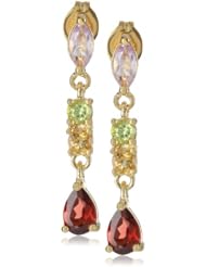 Yellow Gold Plated Sterling Silver Multi-Gemstone Earrings