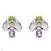 Earrings With 1.35ctw Precious Stones - Genuine Amethysts, Diamonds and Peridots Made of 925 Sterling silver. Total item weight 7.0g Length 15.5mm