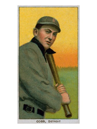 Detroit, MI, Detroit Tigers, Ty Cobb, Baseball Card Premium Poster Print, 18x24