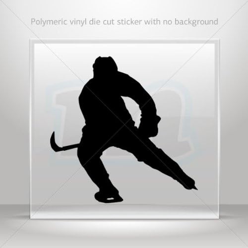 Decals Stickers Ice Hockey player figure car helmet window bike Garage door 6 X 6 Inches Black 0602 XZE25