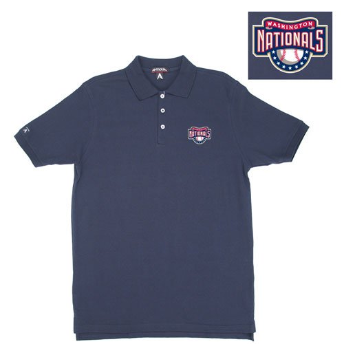 Washington Nationals Classic Pique Polo by Antigua - Navy Medium