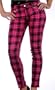 Celebrity Babe PLAID STRETCH PANTS in Pink & Black- Medium