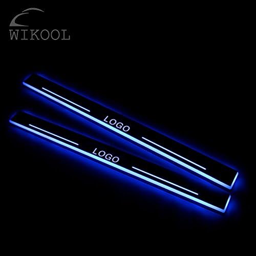 WIKOOL Welcome Pedal Led Moving Door Scuff Step Plate Sill Cover Trim Panel for Ford Edge 2009-2014 Protection Protector Plates Scuff Plate Door Sills Trim-Blue