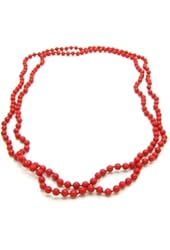 Endless 5mm Red Coral Strand Beaded 44 Inches Long Bracelet or Necklace
