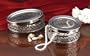 2 PIECE CRYSTAL AND SILVER PLATE COVERED JEWELRY BOXES