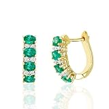 10K Gold 1 4 (.25) ct GH Diamond and Emerald Earrings