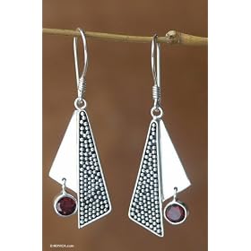 Garnet earrings, 'Take Flight' by NOVICA