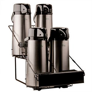 Four Pot Black Wire Airpot Rack with Drip Trays