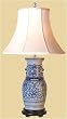 Asian Furniture & D&eacute;cor - 30" Ming Chinese Blue & White Porcelain Oriental Vase Bedside Lamp