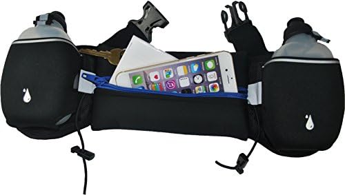 Running Hydration Belt with Water Bottles (2x BPA-free 10 Oz) Fits iPhone 6s plus- Light,Soft Neoprene Fuel Belt for Running, Race, Marathon,Hiking- Men & Women Runners belt