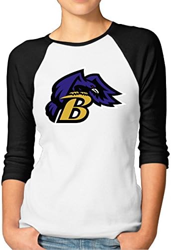 Logon Women's Baltimore Ravens 5 Customized 100% Cotton Three-Quarter Sleeve Raglan Tee Shirt Black XL