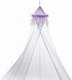 Purple Feather Metallic Moon and Star Trimmed Girls Bed Canopy