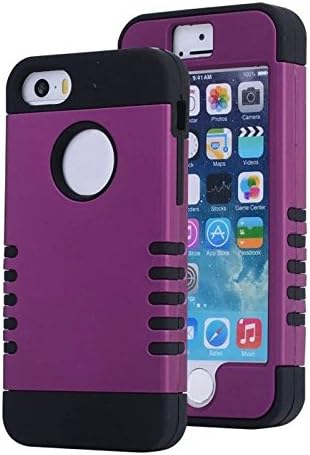 iPhone 5s Caes MSFancy Rubberized Dark Purple and Black TUFF Hybrid Phone Case Cover For APPLE iPhone SE 5S 5 (Dark Purple + Black)