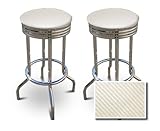 2 White Textured Vinyl Specialty / Custom Barstools Set 2 White Textured Vinyl Specialty / Custom Barstools Set
