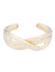18k Gold Over Sterling Silver Textured Criss-Cross Cuff Bracelet