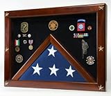 IMAGE OF Military Medal Shadow Box with Display Case for Memorial Flag - Black Felt Selected