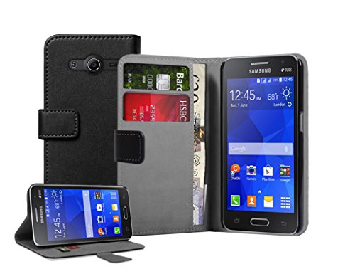 Membrane - Black Wallet Book-Style Case for Samsung Galaxy Core II (SM-G355H / Galaxy Core 2 Dual Sim / G3556D / G3559 / Duos / G3558) - Flip Phone Cover