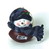 2 NFL Seattle Seahawks Musical Light-up Snowman Christmas Ornaments 2.75"